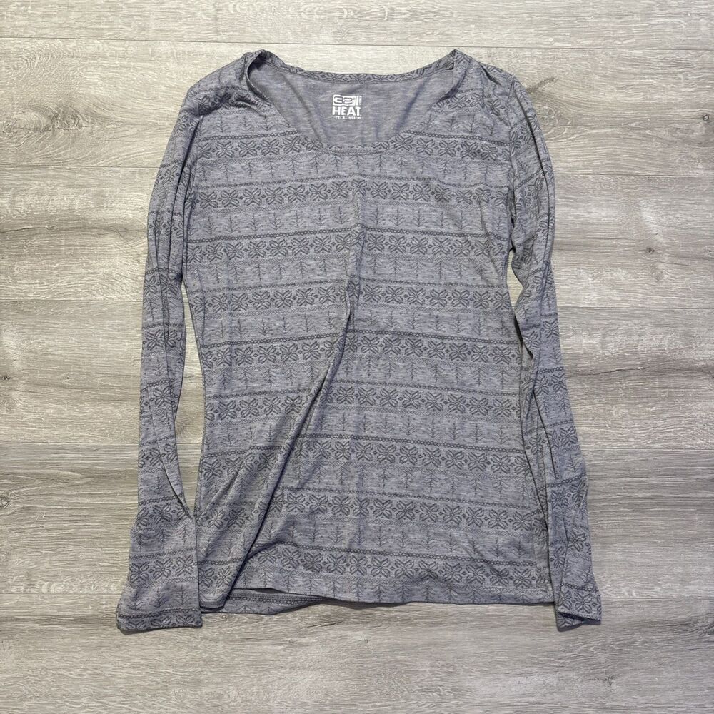 32 Degrees Heat Womens XL Gray Thermal Long Sleeve Shirt Base Layer Top